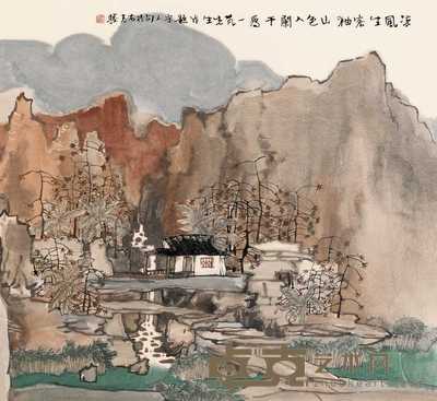方骏 山色入阑干 镜心 57×52cm